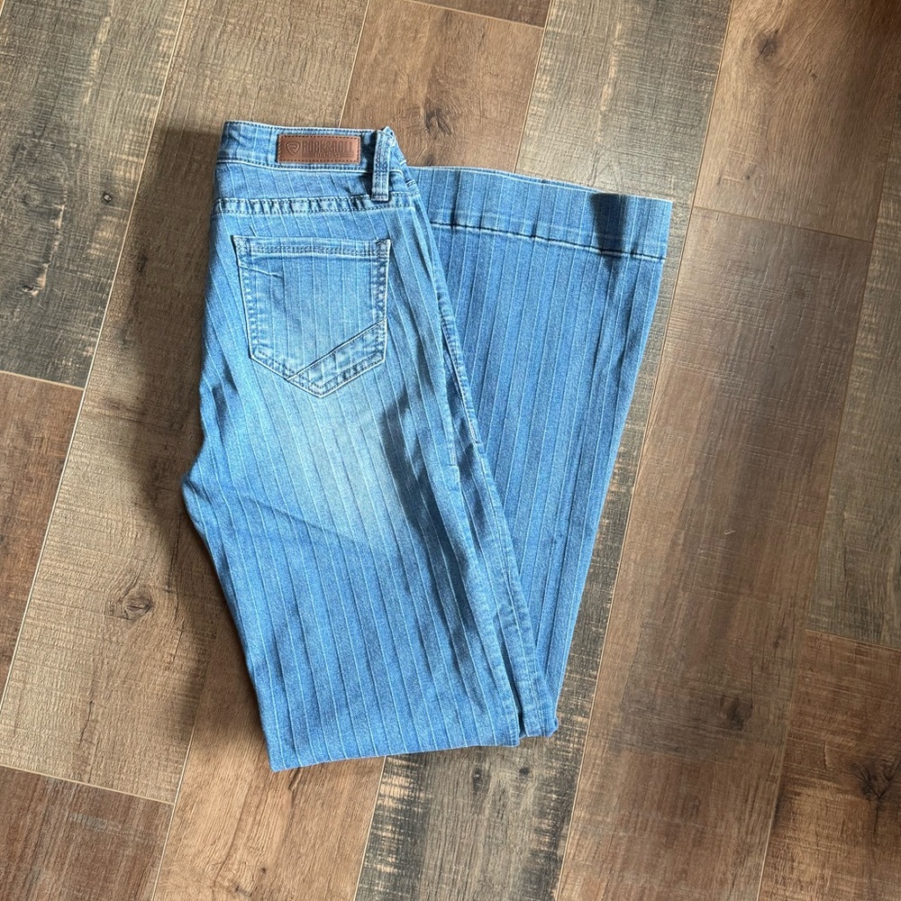 Rock and roll cowgirl denim striped trouser